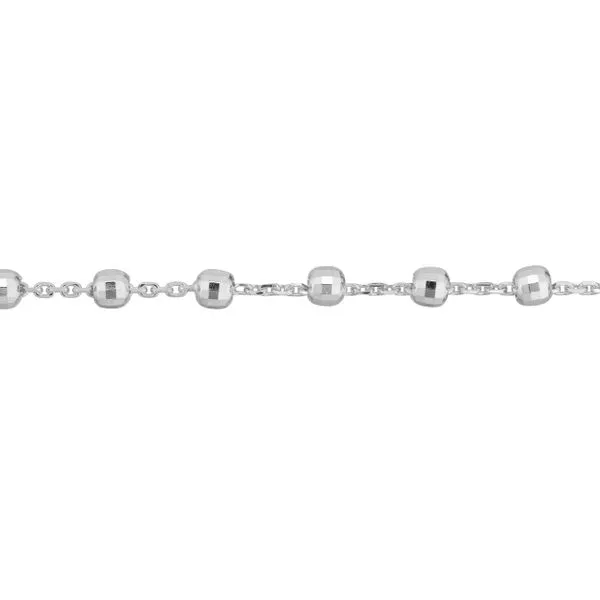 Sterling Silver 2.5Mm Bead Station Ankle Bracelet Length 10 Inches Image 2 Quality Gem LLC Bethel, CT