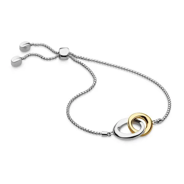 Sterling Silver and 18K Yellow Gold Plate Bevel Cirque Link Gold Toggle Bracelet Quality Gem LLC Bethel, CT