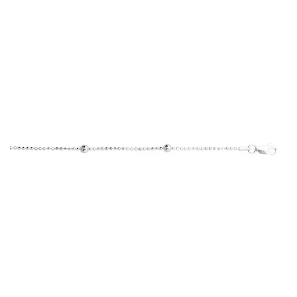 Sterling Silver Bead Station Ankle Bracelet Length 10 Inches Quality Gem LLC Bethel, CT