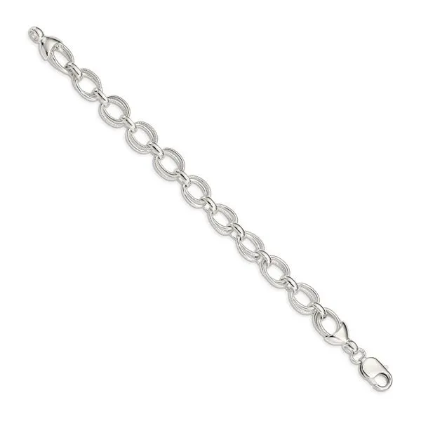 Sterling Silver Textured Fancy Link Bracelet Length 7.5 Inches Image 2 Quality Gem LLC Bethel, CT