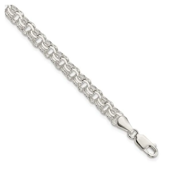 Sterling Silver 6mm Triple Link Charm Bracelet Length 8 Inch Quality Gem LLC Bethel CT