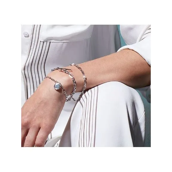 Sterling Silver Rhodium Plated Revival Astoria Figaro Chain Link T-Bar Bracelet Length 7.5 Inches Image 4 Quality Gem LLC Bethel, CT