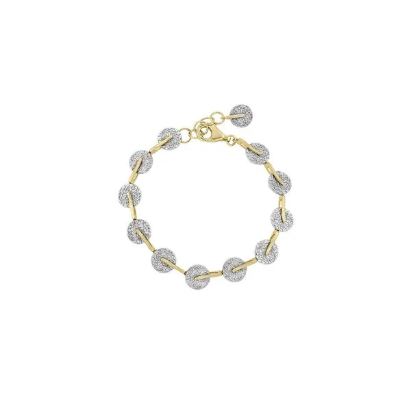 Sterling Silver 18K Vermeil Kymbal Textured Disc Bracelet Length 7.25 Inches Quality Gem LLC Bethel, CT