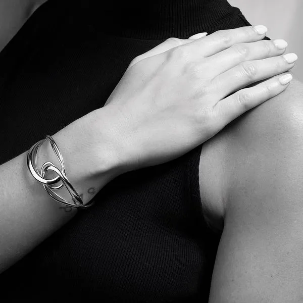 Sterling Silver Rhodium Plated Infinity Grande Cuff Bangle Bracelet Image 4 Quality Gem LLC Bethel, CT