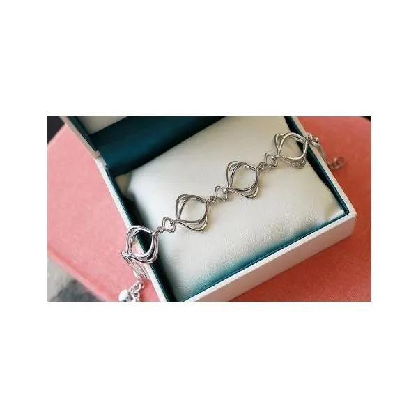 Sterling Silver Rhodium Plated Alicia Entwined Link Bracelet Length 7.5 Inches Image 3 Quality Gem LLC Bethel, CT