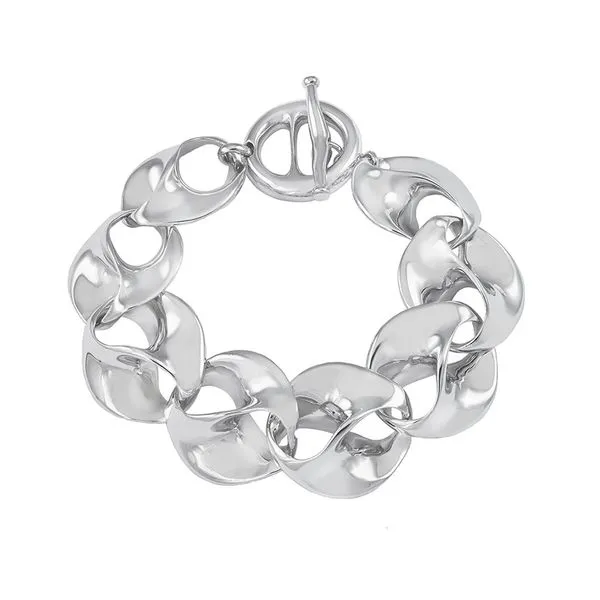 Sterling Silver Rhodium Plated Love Disc Toggle Bracelet Length 7.5 Inches Quality Gem LLC Bethel, CT