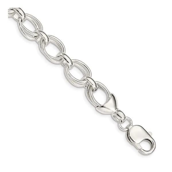 Sterling Silver Textured Fancy Link Bracelet Length 7.5 Inches Image 3 Quality Gem LLC Bethel, CT