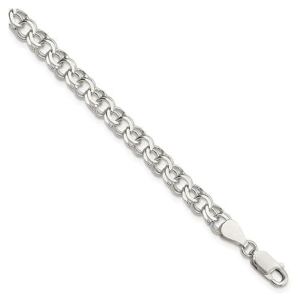 Sterling Silver 6mm Double Link Charm Bracelet Length 7 Inches Quality Gem LLC Bethel, CT