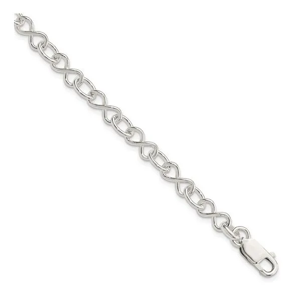 Sterling Silver Infinity And Oval Link Bracelet Length 7.5 Inches Image 2 Quality Gem LLC Bethel, CT