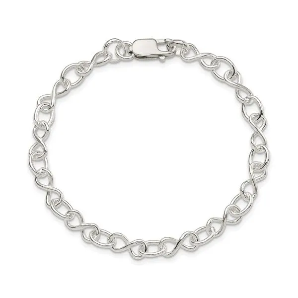 Sterling Silver Infinity And Oval Link Bracelet Length 7.5 Inches Quality Gem LLC Bethel, CT
