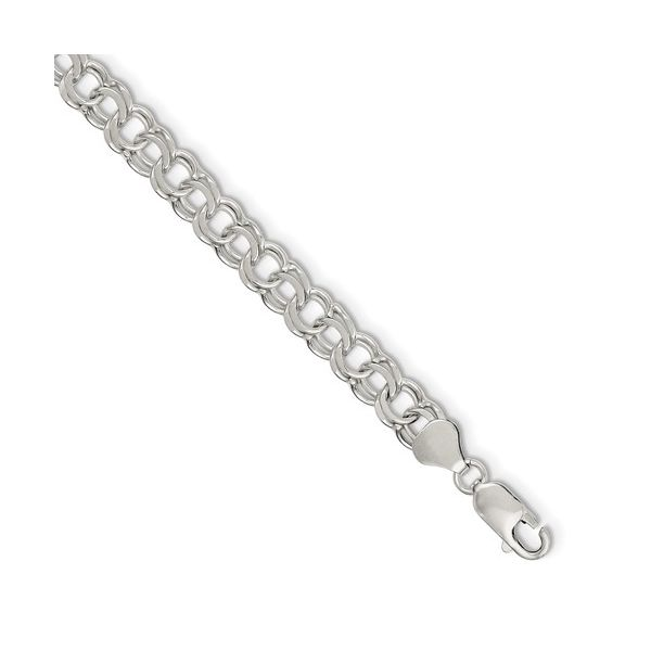 Sterling Silver 7.6mm Double Link Charm Bracelet Length 8 Inches Quality Gem LLC Bethel, CT