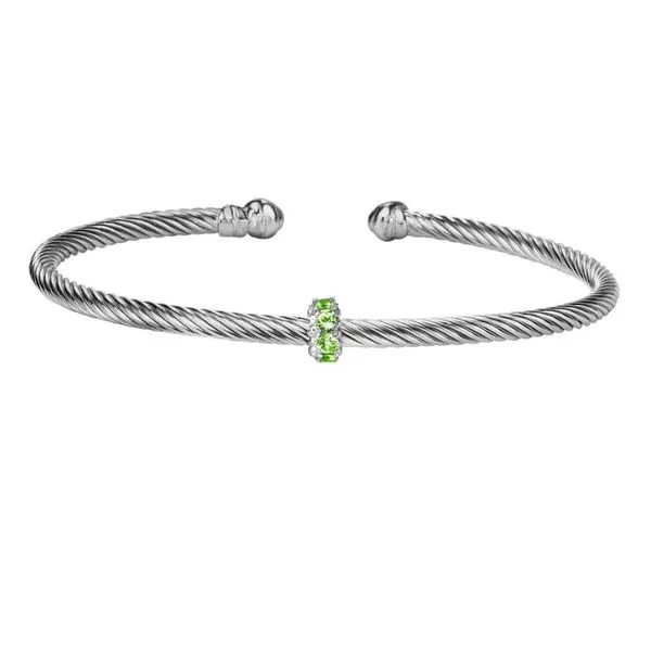 Sterling Silver Italian Cable Stackable Peridot Cuff Bangle Bracelet Quality Gem LLC Bethel, CT