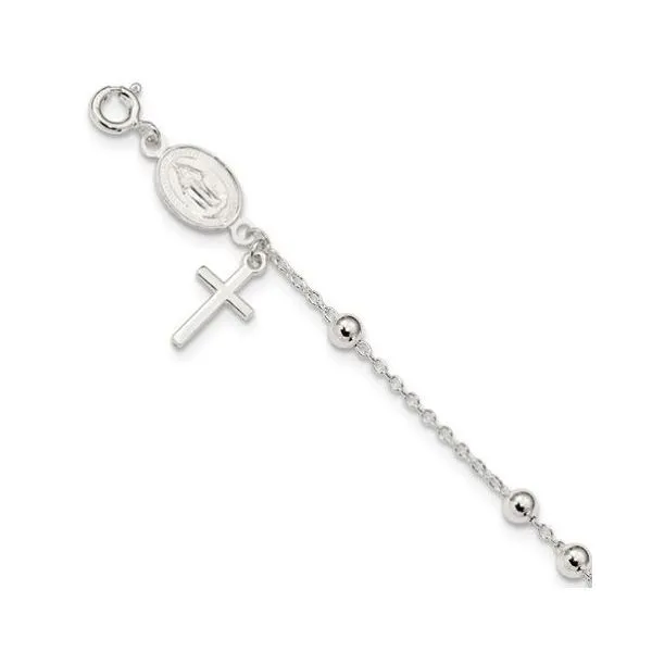 Sterling Silver Rosary Bracelet Image 2 Quality Gem LLC Bethel, CT