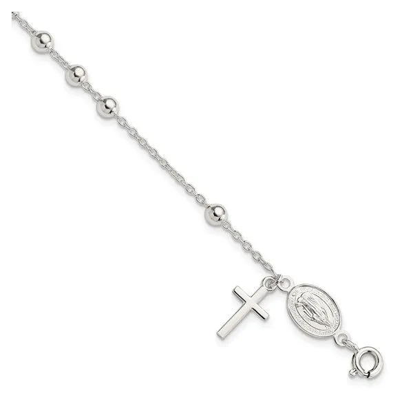 Sterling silver rosary bracelet clearance