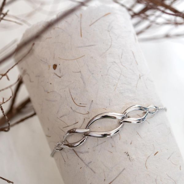 Sterling Silver Rhodium Plated Entwine Twine Link Trio Slider Bracelet Image 5 Quality Gem LLC Bethel, CT