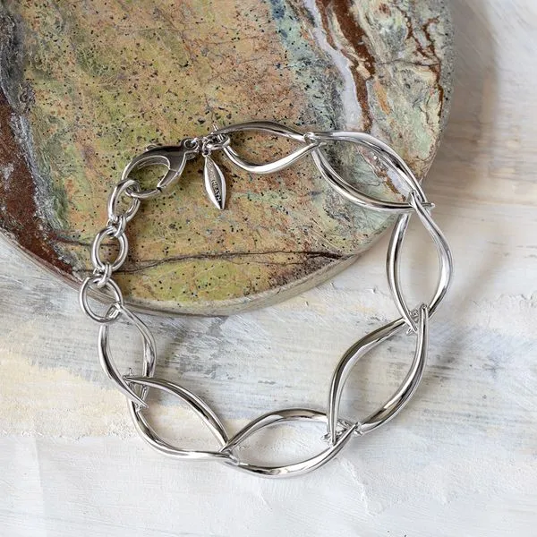 Sterling Silver Rhodium Plated Entwine Twine Twist Link Bracelet Length 7.5 Inches Image 4 Quality Gem LLC Bethel, CT