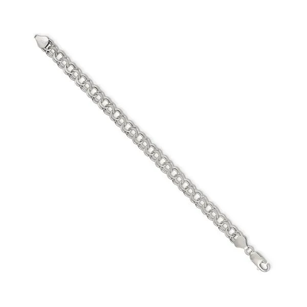 Sterling Silver 7.6mm Double Link Charm Bracelet Length 8 Inches Image 2 Quality Gem LLC Bethel, CT