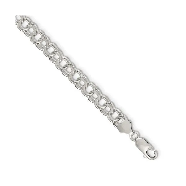 Sterling Silver 7.6mm Double Link Charm Bracelet Length 8 Inches Quality Gem LLC Bethel, CT
