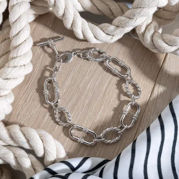 Sterling Silver Rhodium Plated Marina Rope Link Duo Grande Chain Bracelet Length 8 Inches Image 2 Quality Gem LLC Bethel, CT
