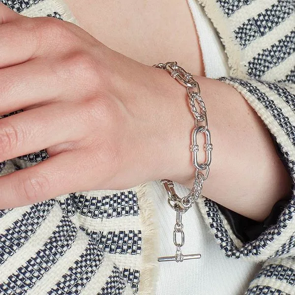 Sterling Silver Rhodium Plated Marina Rope Link Duo Grande Chain Bracelet Length 8 Inches Image 3 Quality Gem LLC Bethel, CT