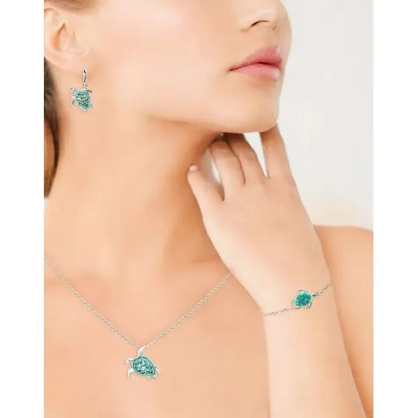 Sterling Silver Rhodium Plated Double Sided Enamel Turtle Bracelet Length 7.5-8.25 Inches Adjustable Image 2 Quality Gem LLC Bethel, CT