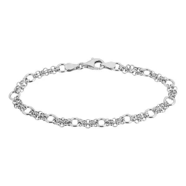 Sterling Silver Circles and Mesh Bracelet Length 7.25 Inches Quality Gem LLC Bethel, CT