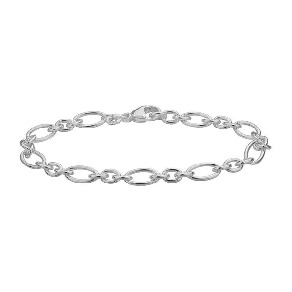 Sterling Silver Figaro Oval Link Bracelet Length 7.5 Inches Quality Gem LLC Bethel, CT
