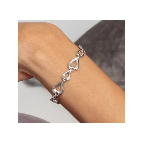 Sterling Silver Rhodium Plated Desire Love Story Heart Multi-Link Slider Bracelet Length 7.5 Inches Image 2 Quality Gem LLC Bethel, CT