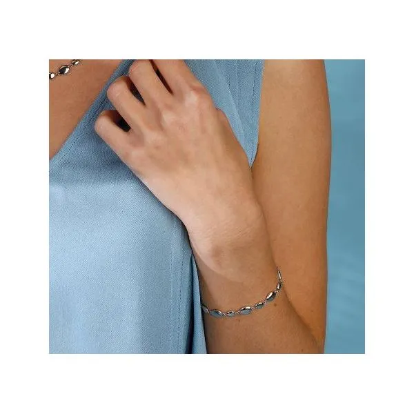 Sterling Silver Rhodium Plated Coast Pebble Linking Pebbles Bracelet Length 7.5 Inches Image 2 Quality Gem LLC Bethel, CT