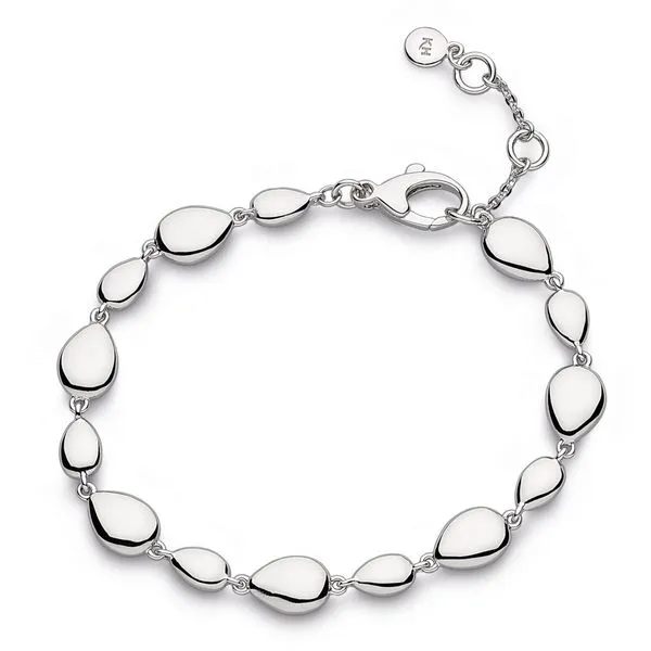 Sterling Silver Rhodium Plated Coast Pebble Linking Pebbles Bracelet Length 7.5 Inches Quality Gem LLC Bethel, CT