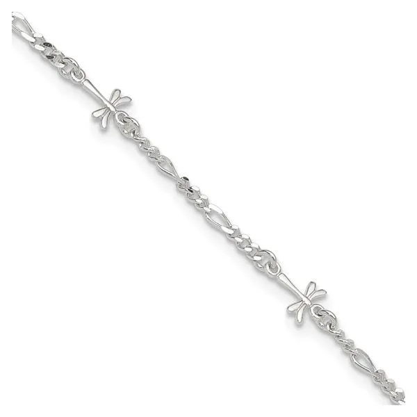 Sterling Silver Dragonfly Ankle Bracelet Length 9 Inches Quality Gem LLC Bethel, CT