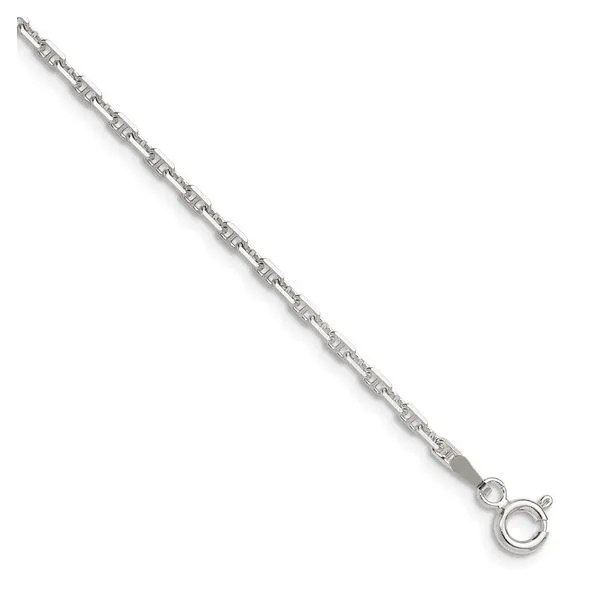 Sterling Silver Diamond Cut 2mm Mariner Ankle Bracelet Length 10 Inches Quality Gem LLC Bethel, CT