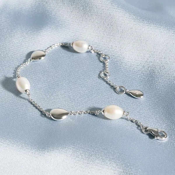 Sterling Silver Rhodium Plated Coast Pebble Pearl Bracelet Length 7.5 Inches Image 4 Quality Gem LLC Bethel, CT