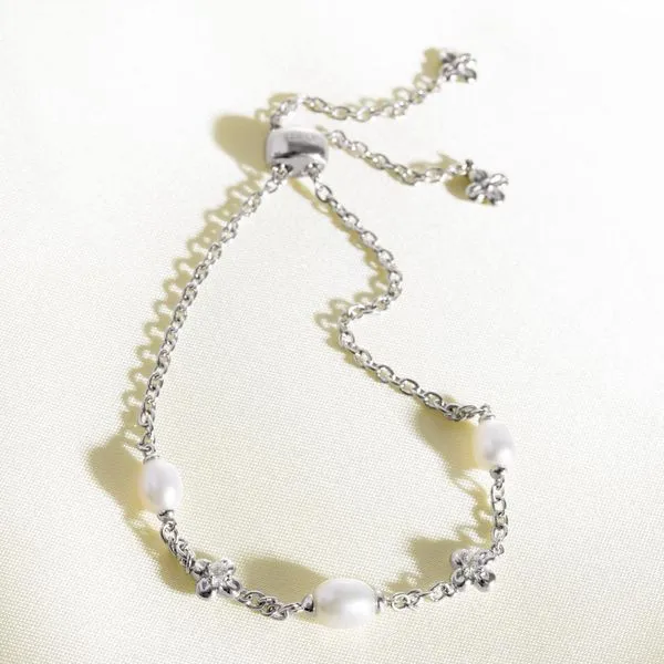 Sterling Silver Rhodium Plated Blossom Flyte Honey Flower Pearl Toggle Bracelet Image 4 Quality Gem LLC Bethel, CT