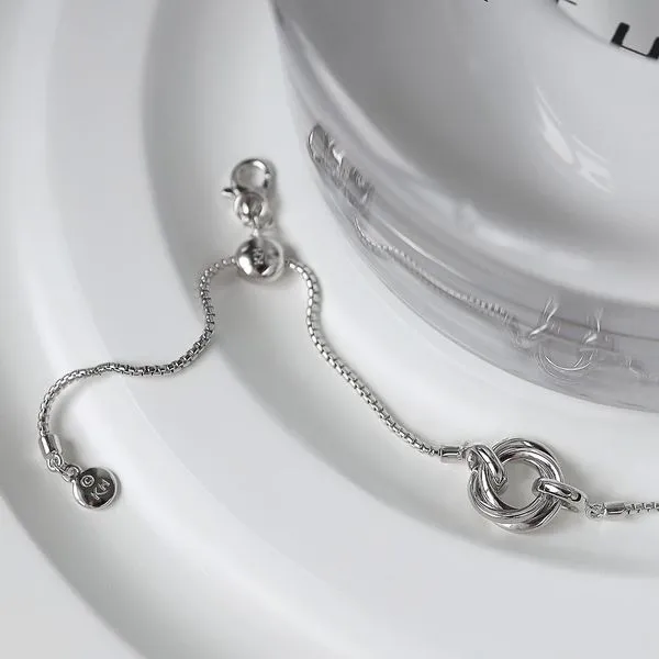 Sterling Silver Rhodium Plated Bevel Trilogy Slider Bracelet Length 7.5 Inches Image 3 Quality Gem LLC Bethel, CT