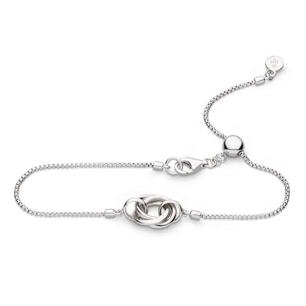 Sterling Silver Rhodium Plated Bevel Trilogy Slider Bracelet Length 7.5 Inches Quality Gem LLC Bethel, CT