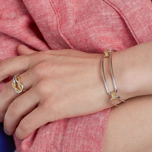 Sterling Silver/18K Yellow Plate Rhodium Plated Marina Rope Bar Link Golden Toggle Bracelet Image 4 Quality Gem LLC Bethel, CT