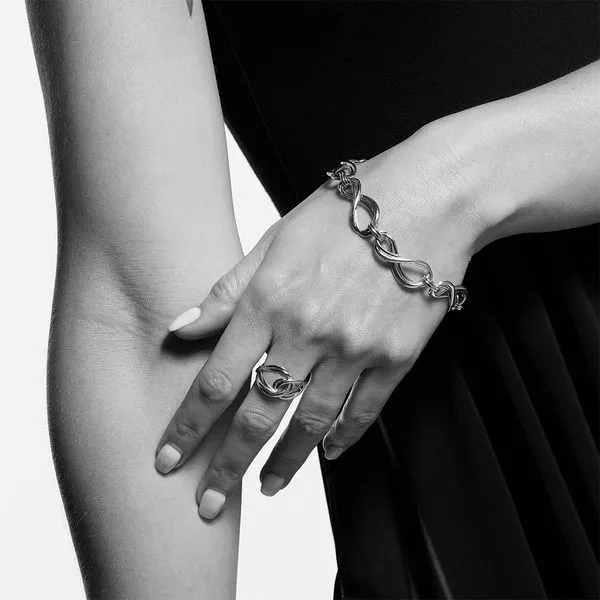 Sterling Silver Rhodium Plated Infinity Grande Link Bracelet Length 7.75 Inches Image 2 Quality Gem LLC Bethel, CT