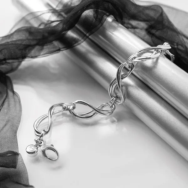 Sterling Silver Rhodium Plated Infinity Grande Link Bracelet Length 7.75 Inches Image 4 Quality Gem LLC Bethel, CT