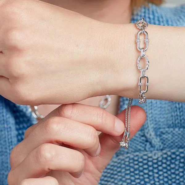 Sterling Silver Rhodium Plated Marina Rope Link Duo Graduated Toggle Bracelet Image 3 Quality Gem LLC Bethel, CT