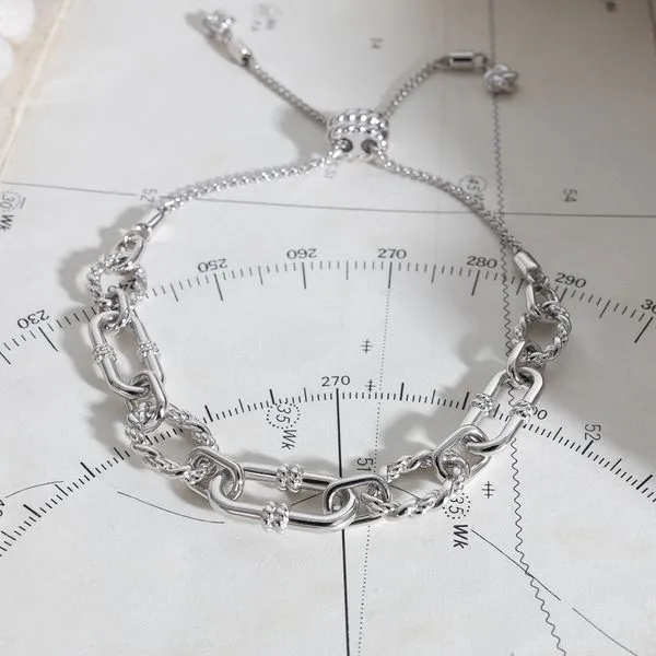Sterling Silver Rhodium Plated Marina Rope Link Duo Graduated Toggle Bracelet Image 4 Quality Gem LLC Bethel, CT