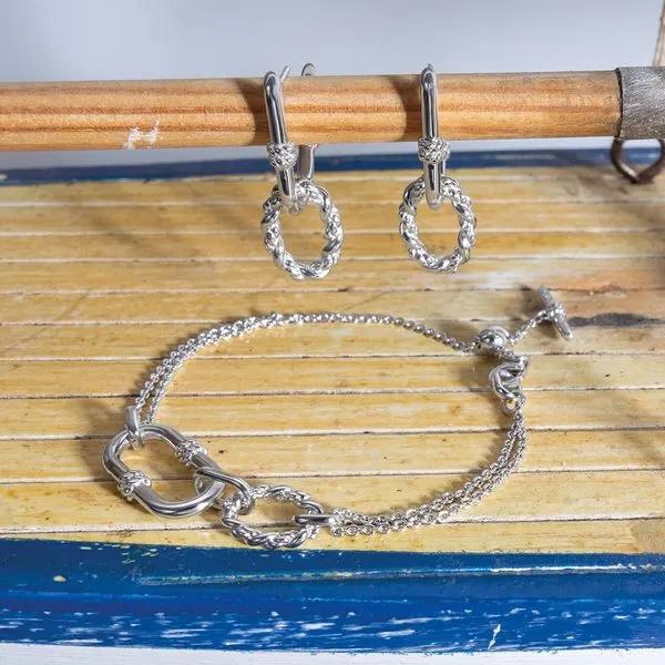 Sterling Silver Rhodium Plated Marina Rope Link Duo Grande Twin Chain Slider Bracelet Length 7 Inches Image 5 Quality Gem LLC Bethel, CT