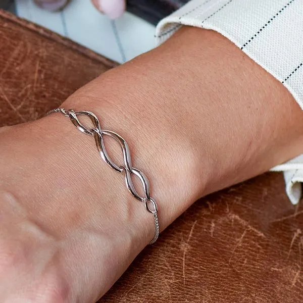 Sterling Silver Rhodium Plated Entwine Twine Link Trio Slider Bracelet Image 4 Quality Gem LLC Bethel, CT