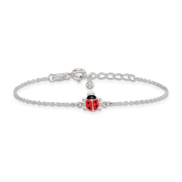 Sterling Silver Enamel Ladybug Bracelet Length 6.5 Inches Image 2 Quality Gem LLC Bethel, CT