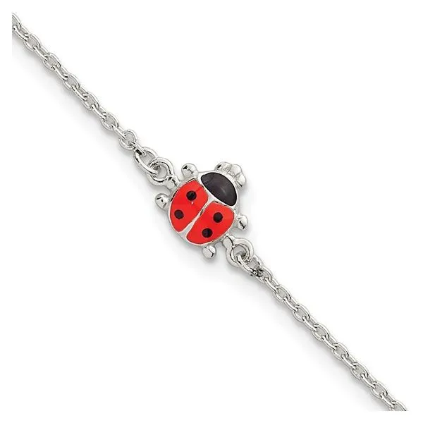 Sterling Silver Enamel Ladybug Bracelet Length 6.5 Inches Quality Gem LLC Bethel, CT