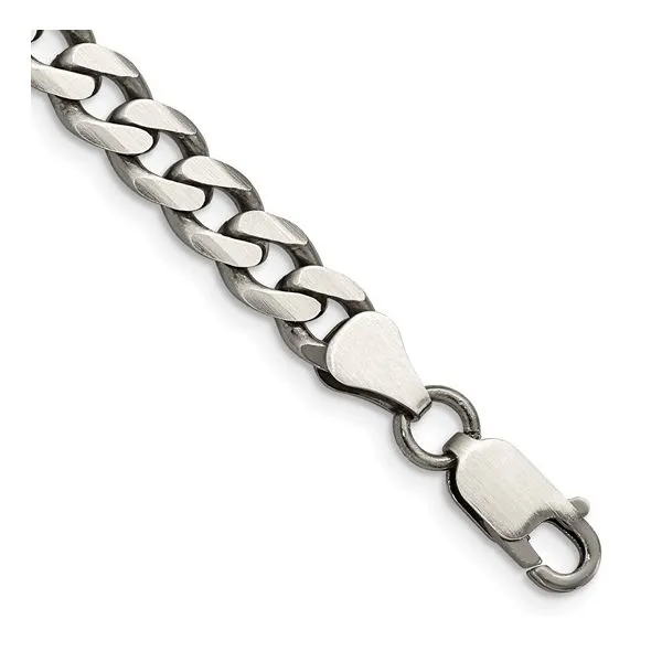 Sterling Silver Antiqued 6.5mm Curb Bracelet Length 9 Inches Image 2 Quality Gem LLC Bethel, CT