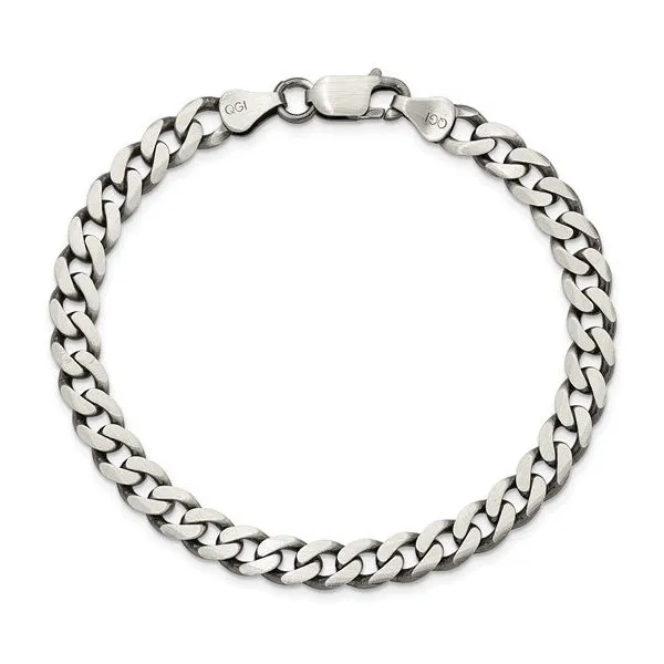 Sterling Silver Antiqued 6.5mm Curb Bracelet Length 9 Inches Quality Gem LLC Bethel, CT