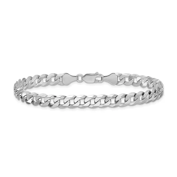 Sterling Silver Rhodium Plated 6mm Beveled Curb Bracelet Length 9 Inches Quality Gem LLC Bethel, CT