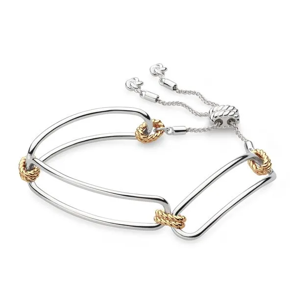 Sterling Silver/18K Yellow Plate Rhodium Plated Marina Rope Bar Link Golden Toggle Bracelet Quality Gem LLC Bethel, CT