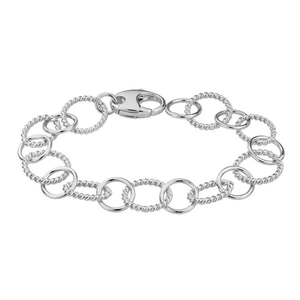 Sterling Silver Rhodium Plated Textured And Polished Oval Link Bracelet Length 7 Inches Quality Gem LLC Bethel, CT